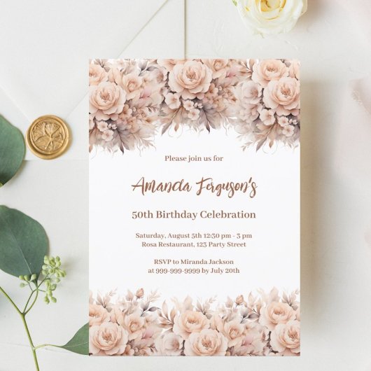 Rose mit Creme-Pfirsich Einladung