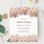 Rose mit Creme Pfirsich Geburtstagsfeier<br><div class="desc">Eine moderne,  stilvolle und glamouröse Einladung zu einer Geburtstagsfeier. Weißer Hintergrund mit cremefarbenen,  pfirsichfarbenen Blume. Personalisieren Sie Ihre Party-Daten und fügen Sie sie hinzu. 1 Blatt = 1 Einladung mit Druckkante bis Kante.</div>