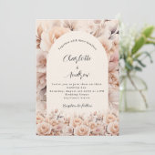Rose mit Creme und Pfirsich Einladung (Stehend Vorderseite)