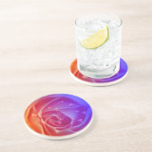 Rose mit den Herzen, blau Getränkeuntersetzer (Seite)