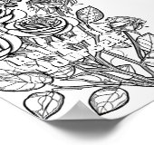 Rose mit druckbarer Schmetterlingsfarbe Poster (Ecke)