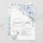 Rose mit dunkelblauer Wasserfarbe Einladung (Vorne/Hinten)