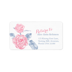 Rose mit eingefärbter Kunst, rosa blaue Adressetik Adressaufkleber