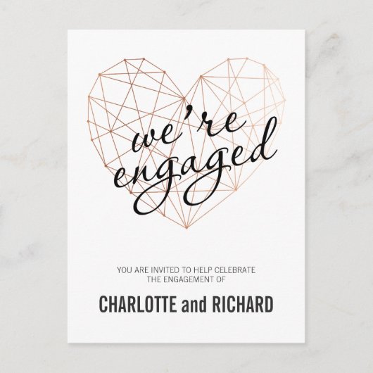 Rose mit Engagement, geometrisch Einladungspostkarte (Vorderseite)