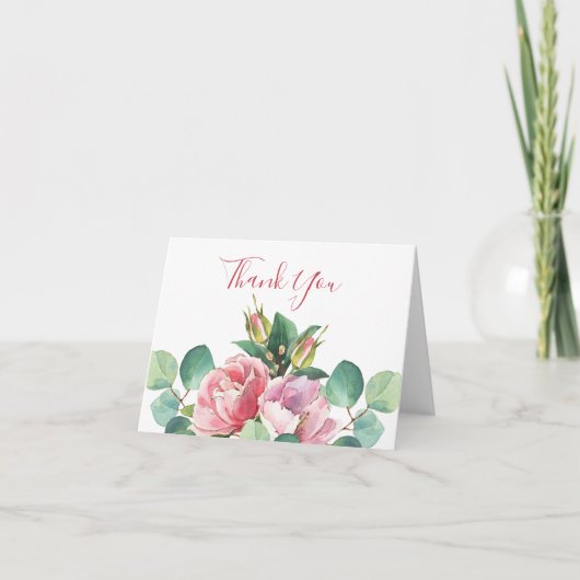 Rose mit Eukalyptus Faltschachtel Dankeschön Karte (Vorderseite)