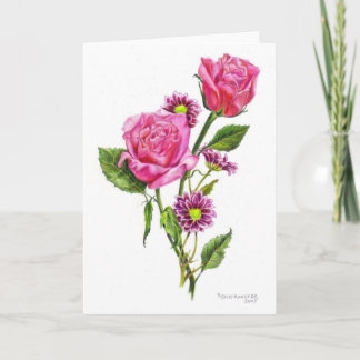 Rose mit farbigem Bleistift Feiertagskarte