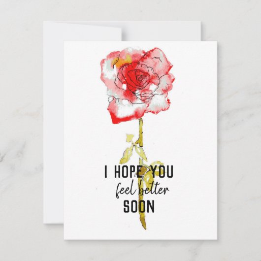 Rose mit Flachbildschirm Wasserfarbe und Tinte Mitteilungskarte (Vorderseite)