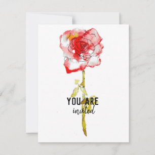 Rose mit Flachkarte Wasserfarbe und Tinte Mitteilungskarte