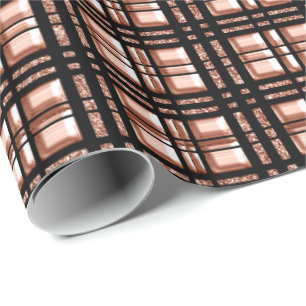 Rose mit gegrillter Geometrie, goldfarbener Kupfer Geschenkpapier