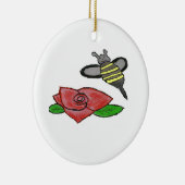 Rose mit. Gelbe Biene Keramik Ornament (Rechts)