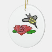 Rose mit. Gelbe Biene Keramik Ornament (Links)