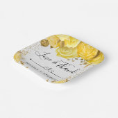 Rose mit gelbem Glam Pappteller (Gewinkelt)