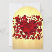Rose mit gelbem und rotem Herz laden zu Hochzeiten Einladung (Rückseite)