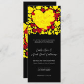 Rose mit gelbem und rotem Herz laden zu Hochzeiten Einladung (Vorne/Hinten)