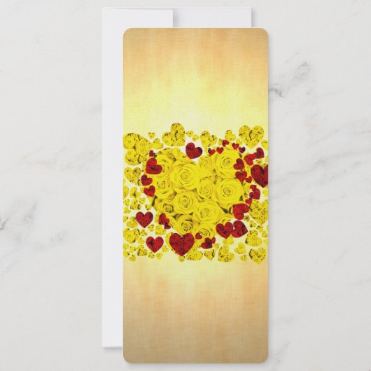 Rose mit gelbem und rotem Herz laden zu Hochzeiten Einladung (Rückseite)