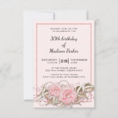Rose mit Gem Birthday Einladung (Vorderseite)
