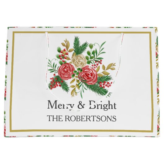 Rose mit glatter und glatter Wasserfarbe Personali Große Geschenktüte (Vorderseite)