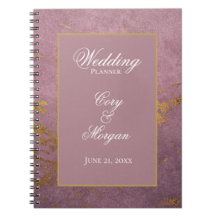Rose mit Gold Marbling Wedding Planner Notebook Notizblock