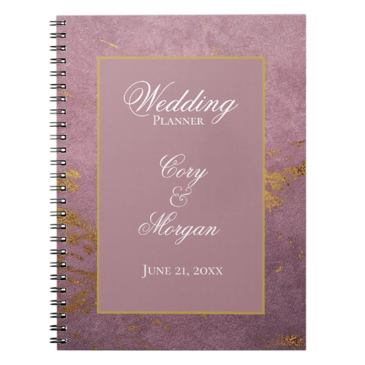 Rose mit Gold Marbling Wedding Planner Notebook Notizblock (Vorderseite)