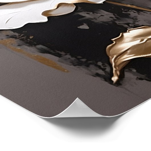 Rose mit Goldblattmalerei Poster (Ecke)