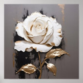 Rose mit Goldblattmalerei Poster (Vorne)