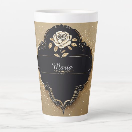 Rose mit goldenen Details zum Sparkling Milchtasse (Vorderseite)