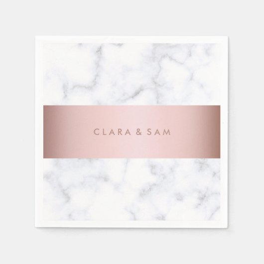 Rose mit goldenen Imitaten aus weißem Marmor Serviette (Vorderseite)