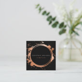 Rose mit goldfarbener Folie aus elegantem Schwarz Quadratische Visitenkarte (Stehend Vorderseite)