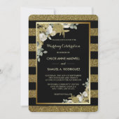 Rose mit Goldstreifen-Bronze Hochzeit Einladung (Vorderseite)