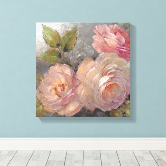Rose mit Grau Leinwanddruck (Insitu (Holzboden))