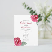 Rose mit handgemalten rosa Wasserfarben Einladung (Stehend Vorderseite)