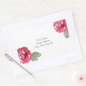 Rose mit handgemalten rosa Wasserfarben Rechteckiger Aufkleber (Umschlag)