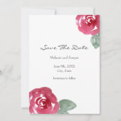 Rose mit handgemalten rosa Wasserfarben Save The Date (Vorderseite)