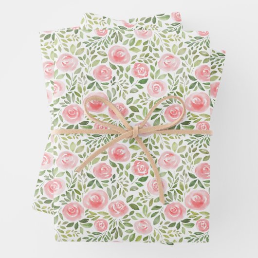 Rose mit handgemalten Wasserfarben Geschenkpapier Set (Beispiel)