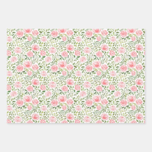 Rose mit handgemalten Wasserfarben Geschenkpapier Set (Vorderseite)