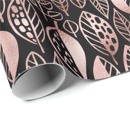 Rose mit handgezogenem Leaf Muster Gold Foil ID495 Geschenkpapier (Rolleneckpunkt)