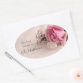 Rose mit Jasmin-Buchzeichen Ovaler Aufkleber (Umschlag)