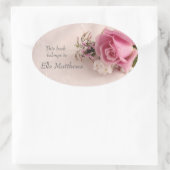 Rose mit Jasmin-Buchzeichen Ovaler Aufkleber (Tasche)