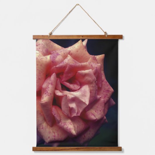 Rose mit kleckgem Peach Tinte Wandteppich Mit Holzrahmen (Vorderseite)