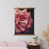 Rose mit kleckgem Peach Tinte Wandteppich Mit Holzrahmen (Schlafzimmer)