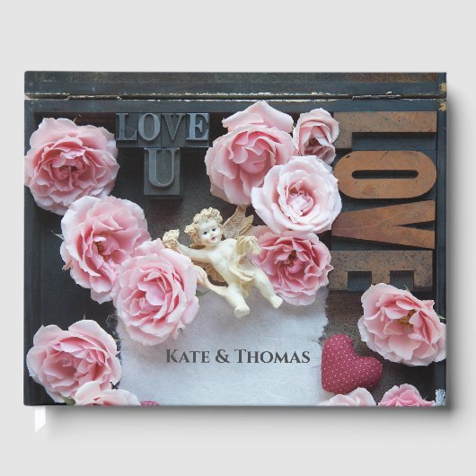 Rose mit Liebe und Engel Gästebuch (Vorderseite)