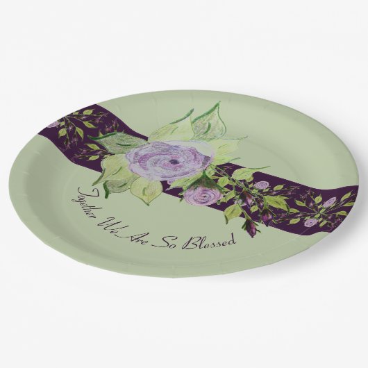 Rose mit Lila und Mauve Pappteller (Schrägansicht)