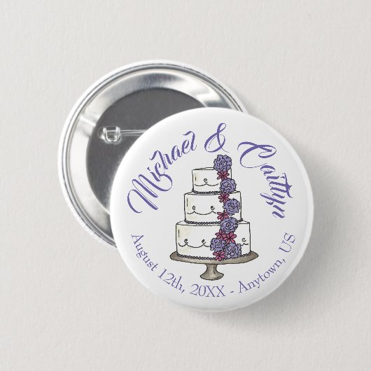 Rose mit lila Zuckerguss, gestufte Blumenkuchen Button (Vorne & Hinten)