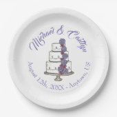 Rose mit lila Zuckerguss, gestufte Blumenkuchen Pappteller (Vorderseite)