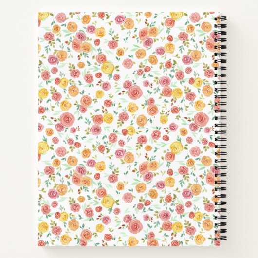 Rose mit Monogram und Name Girls Notizblock (Rückseite)