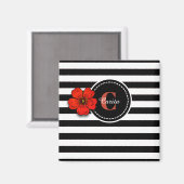 Rose Mit Monogramm Magnet (Vorderseite/Rückseite)