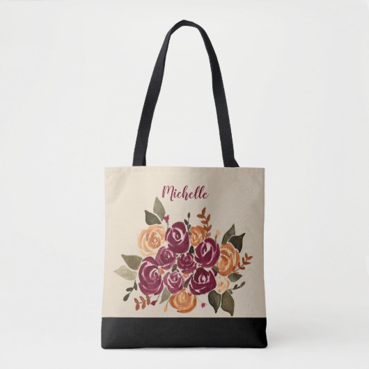 Rose mit Name Tasche (Vorderseite)