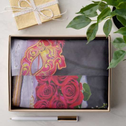 Rose mit Perlen und Maskeraden Seidenpapier (Geschenk)