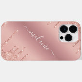 Rose mit personalisiertem Namen Gold Blush Glitzer Case-Mate iPhone Hülle (Rückseite (Horizontal))