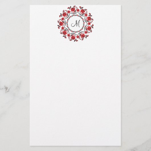 Rose mit Personalisierter Monogramm Briefpapier (Vorderseite)